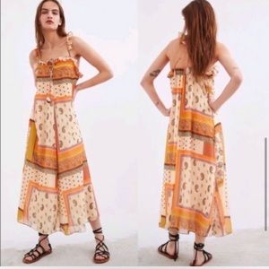 Zara Patchwork Printed Ruffle Strap Maxi Dress